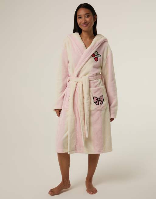 Skinnydip Hello kitty stripe x skinnydip dressing gown in pink, 4 of 4