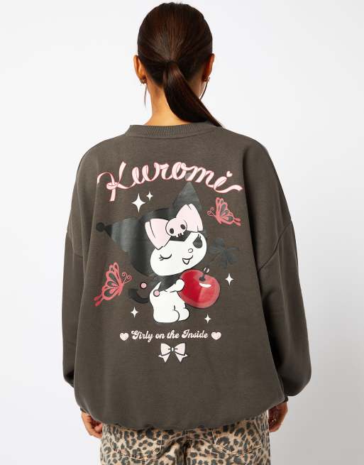 Skinnydip Hello kitty x skinnydip kuromi cherry sweatshirt in black in grey