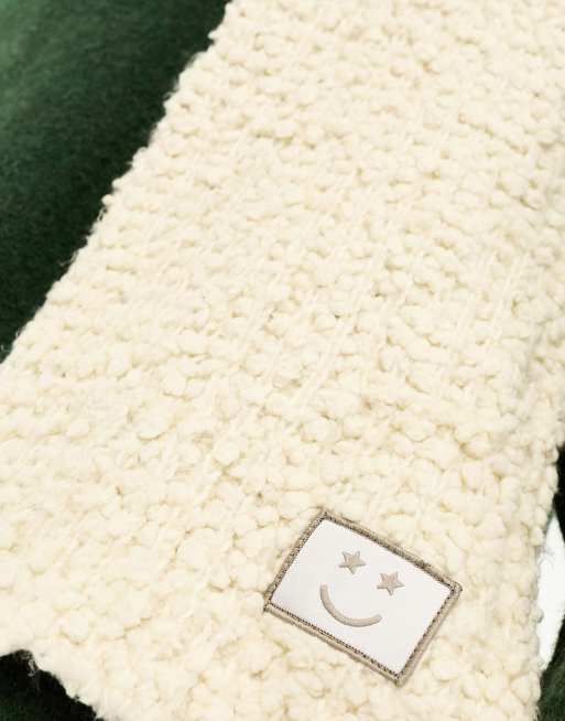 Skinnydip hooded scarf in cream boucle knit | ASOS