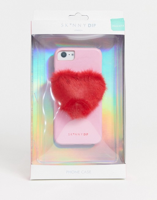 Skinnydip iphone 6/6S/7/8 furry heart phone case
