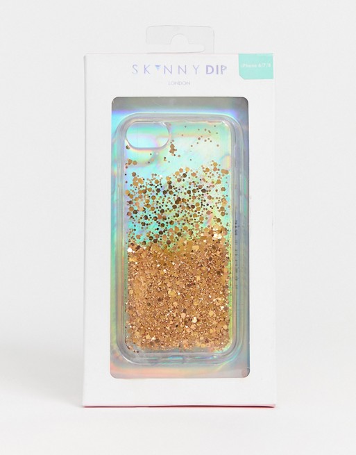 Skinnydip iphone 6/6S/7/8 gold glitter phone case