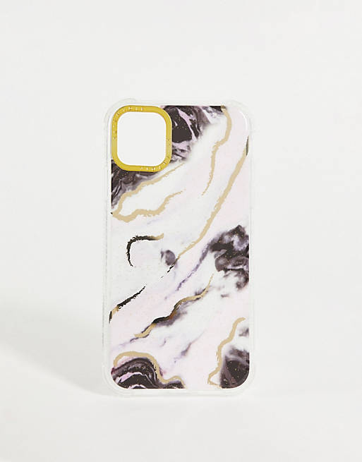 Skinnydip iphone case in pink marble effect