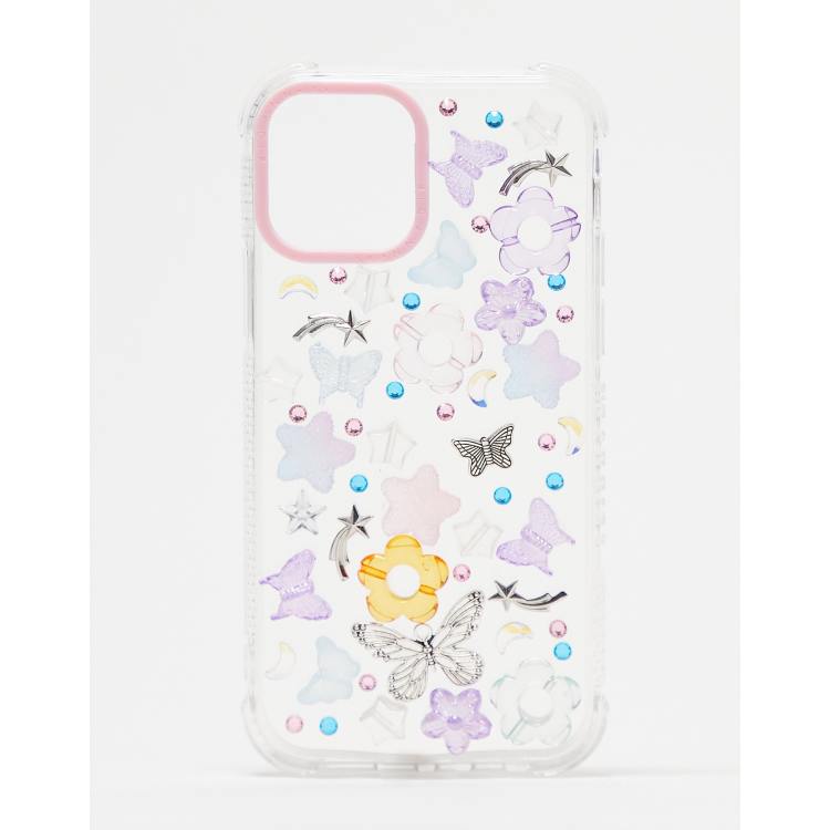 Skinnydip iphone case with all over butterfly print in pastel gem