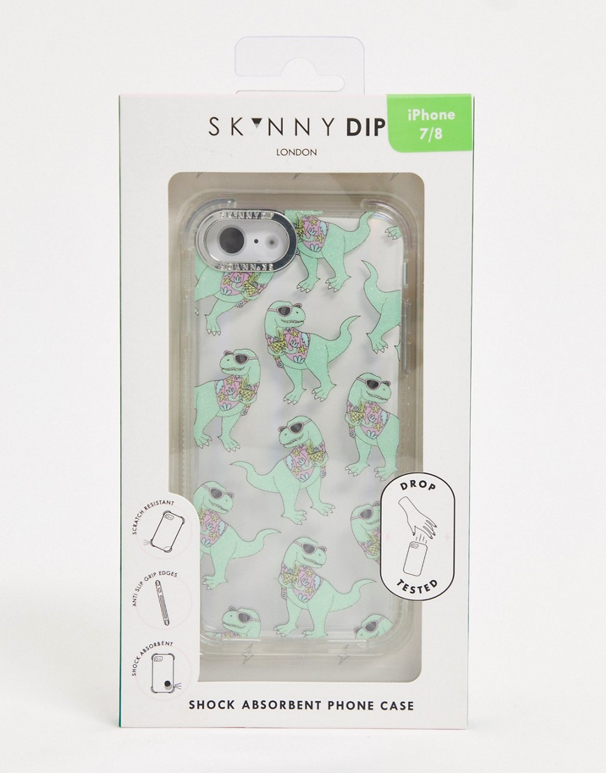 Skinnydip - iPhone-hoes met glitter en Hawaiiaanse dino-Groen