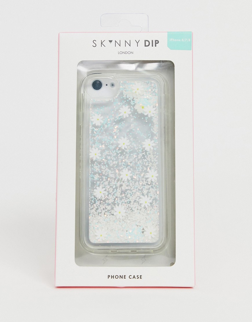 Skinnydip - iPhone-hoes met madeliefjes en regenboogglitter voor 6/7/8/s/6 Plus/7 Plus/X/XS-Roze