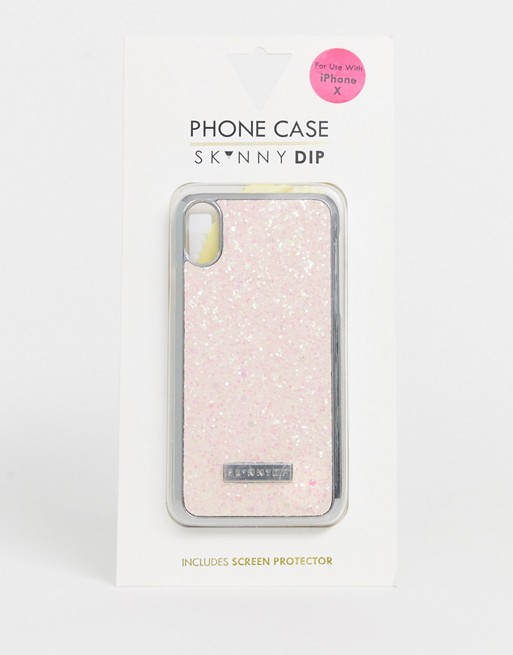 Skinnydip iphone X/XS glitter pink phone case
