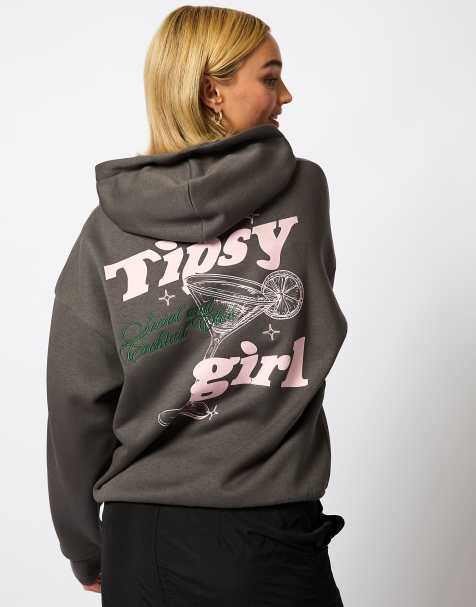 Skinnydip londn tipsy girl hoodie in charcoal in grey - view 1