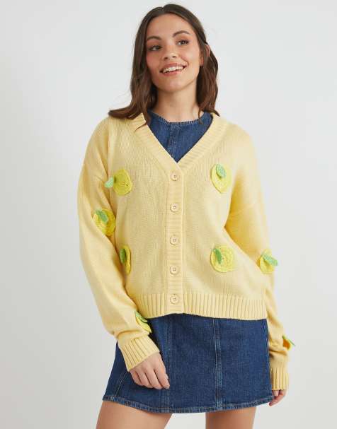 Skinnydip london 3d lemons knitted cardigan in yellow