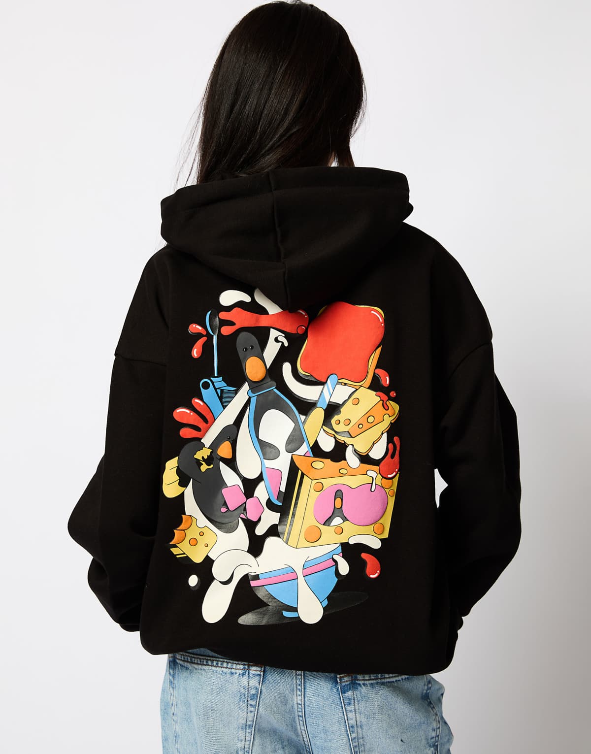 Skinnydip london aardman feathers hoodie in black in black