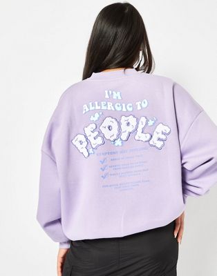 Skinnydip London Allergic to People Oversized Sweatshirt in Lilac