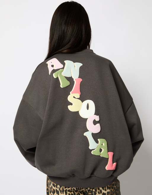 Skinnydip london anitisocial sweatshirt in charcoal in green