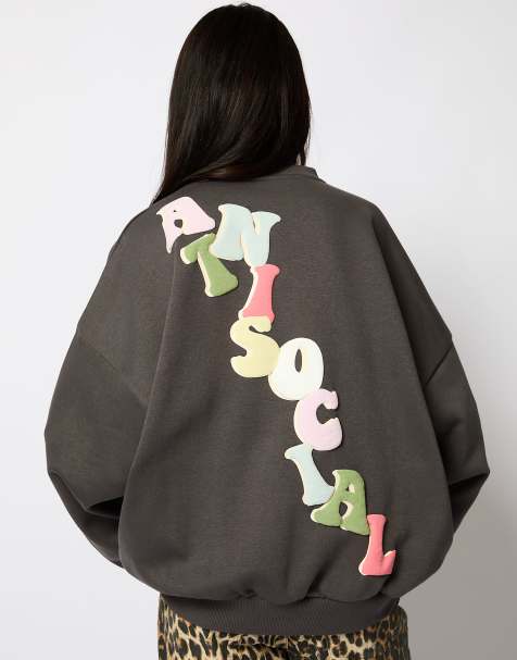 Skinnydip London Anitisocial Sweatshirt in Charcoal - view 1