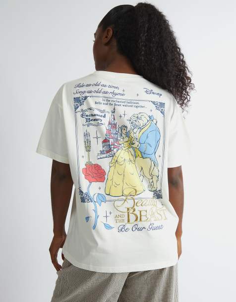 Skinnydip london beauty and the beast poster t-shirt in ecru - view 1