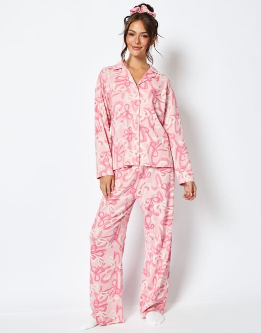 Skinnydip london bow pyjama set in pink