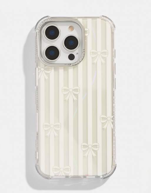 Skinnydip london bow stripe shock iphone case in white ASOS