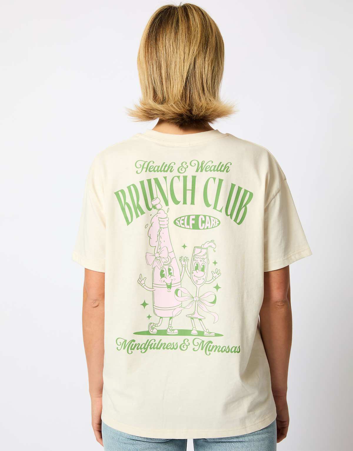 Skinnydip london brunch club t-shirt in ecru in white