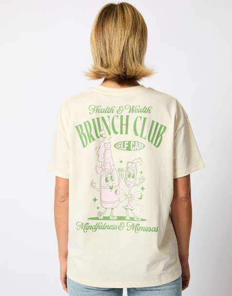 Skinnydip London Brunch Club T-Shirt in Ecru - view 1