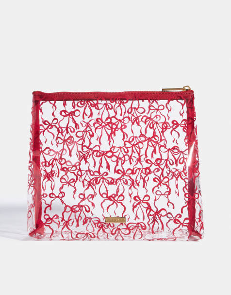 Skinnydip london burgundy bow wash bag in red - view 1