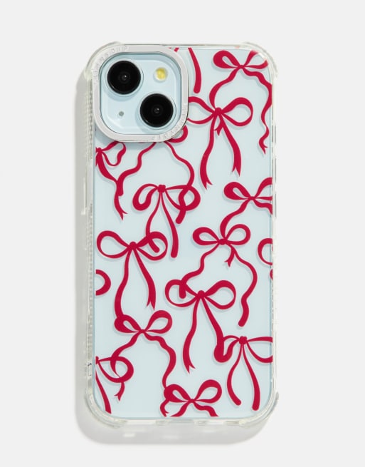 Skinnydip london burgundy bows iphone case in red, 2 of 3