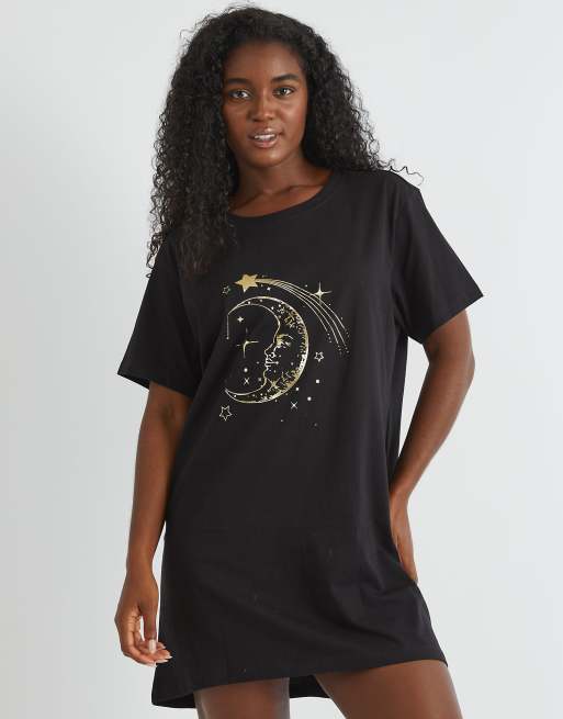 Skinnydip london celestial night dress in black in black - BLACK