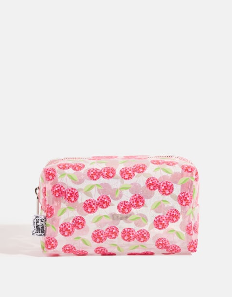 Skinnydip london disco cherries makeup bag in pink - view 1