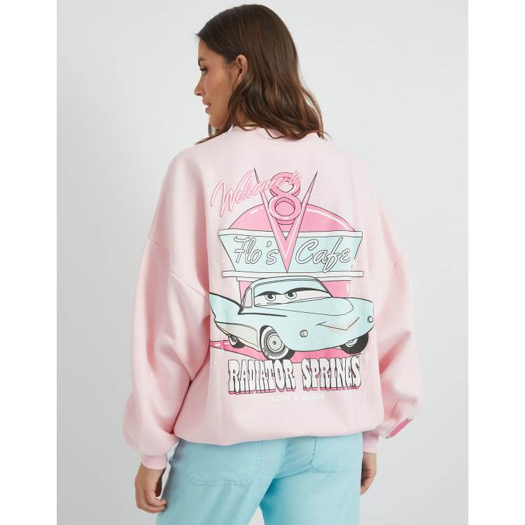 Skinnydip london disney cars flo's cafe sweatshirt in pink ASOS