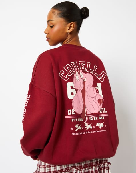 Skinnydip London Disney Cruella Varsity Sweatshirt in Burgundy - view 1