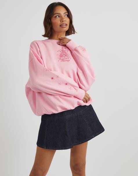 Skinnydip London Disney Embroidered Castle Sweatshirt in Pink - view 1