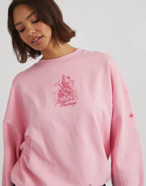 Skinnydip London Disney Embroidered Castle Sweatshirt in Pink, 3 of 4