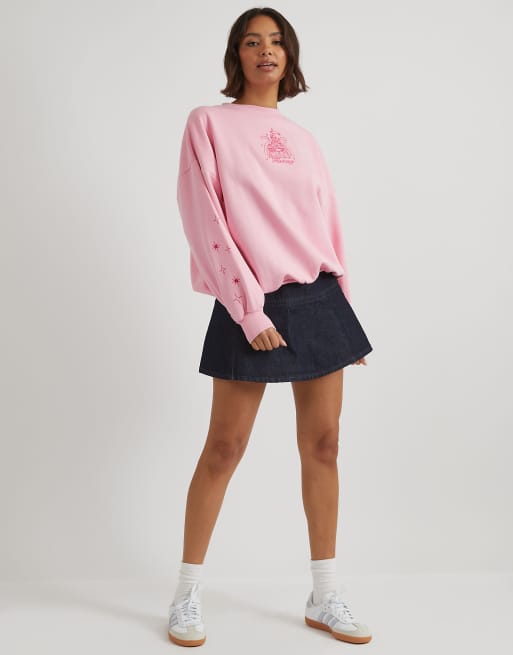 Skinnydip London Disney Embroidered Castle Sweatshirt in Pink, 4 of 4