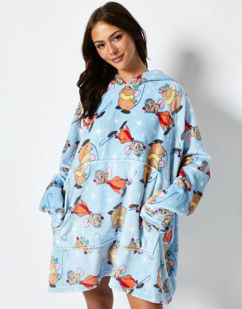 Skinnydip London Disney Jaq and Gus Blanket Hoodie in Blue - view 1