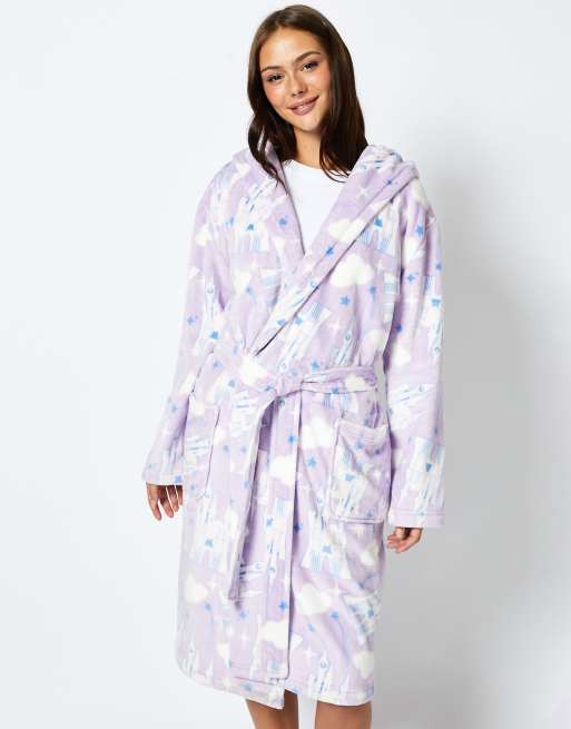 Skinnydip london disney living in a fantasy print dressing gown in lilac in