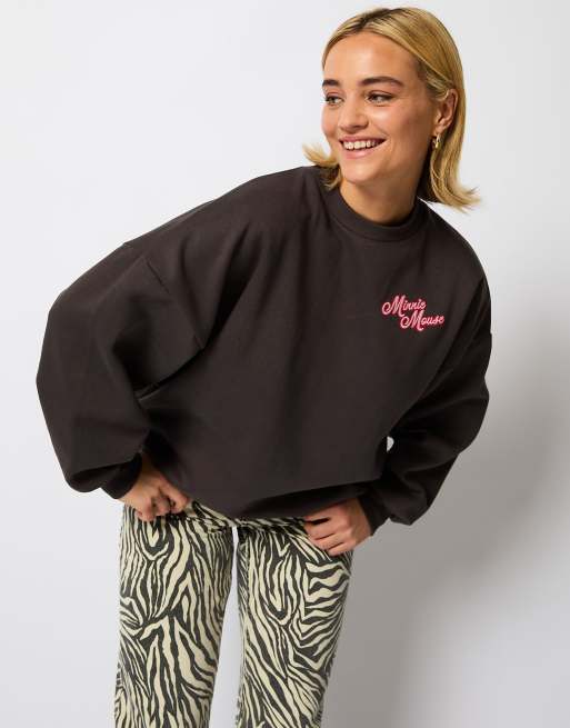 Skinnydip london disney minnie mouse acid wash sweatshirt in grey