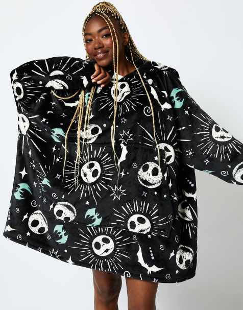 Skinnydip london disney nightmare before christmas jack blanket hoodie in black in black - view 1