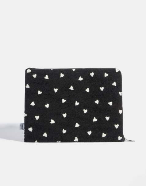 Skinnydip london ditsy heart fuzzy laptop case 14"" in black - view 1