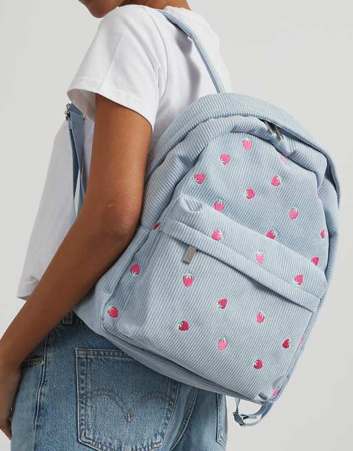 Skinnydip london ditsy strawberry backpack in blue, 4 of 4