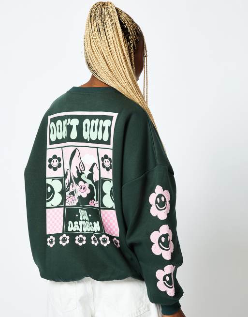 Skinnydip London Don't Quit Your Daydream Sweatshirt in Green