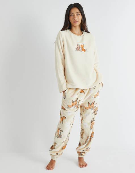 Skinnydip london fox and the hound fleece pyjama set in white - view 1