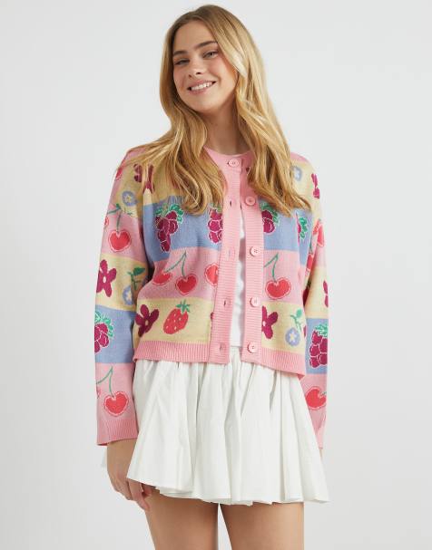 Skinnydip london fruity stripe knitted cardigan in multi 