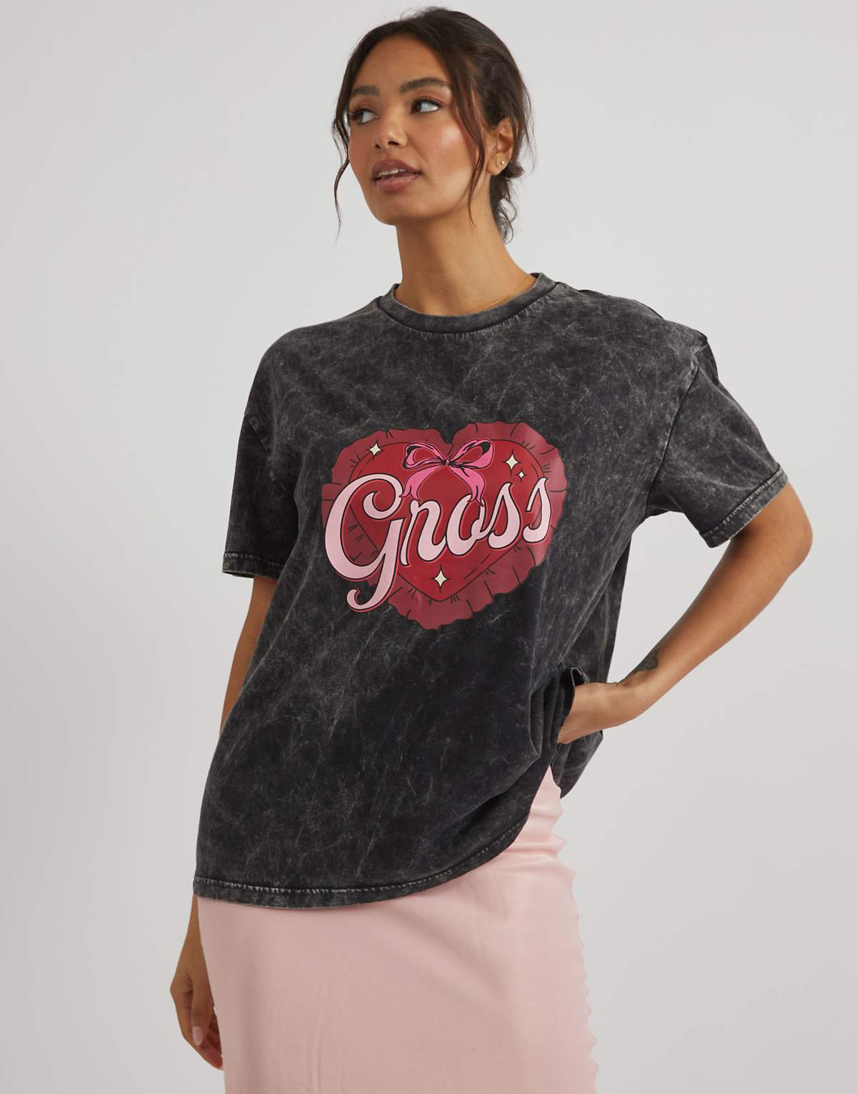 Skinnydip london gross t-shirt in acid wash in grey
