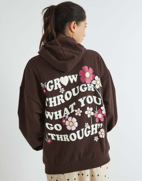 Skinnydip london grow through what you go through hoodie in brown - view 1