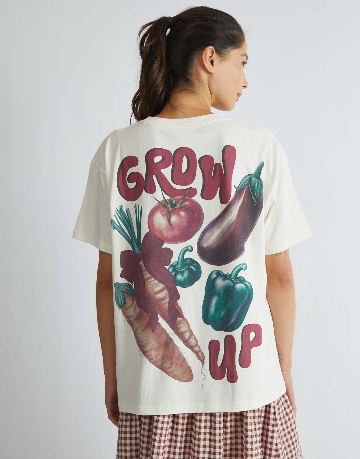 Skinnydip london grow up vegetable t-shirt in white - WHITE