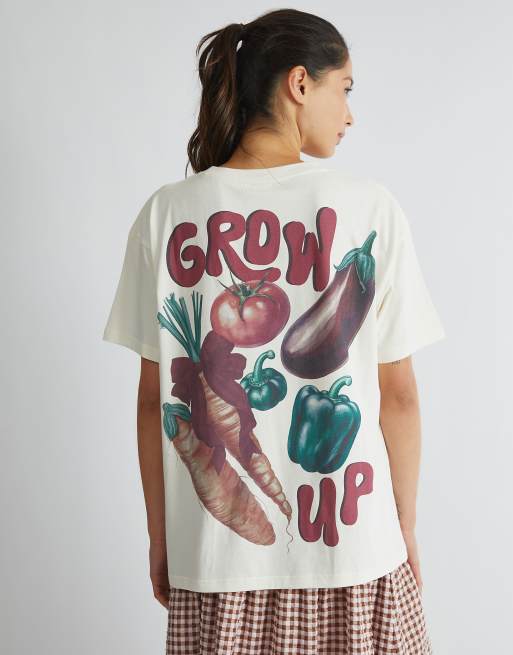 Skinnydip london grow up vegetable t-shirt in white - WHITE
