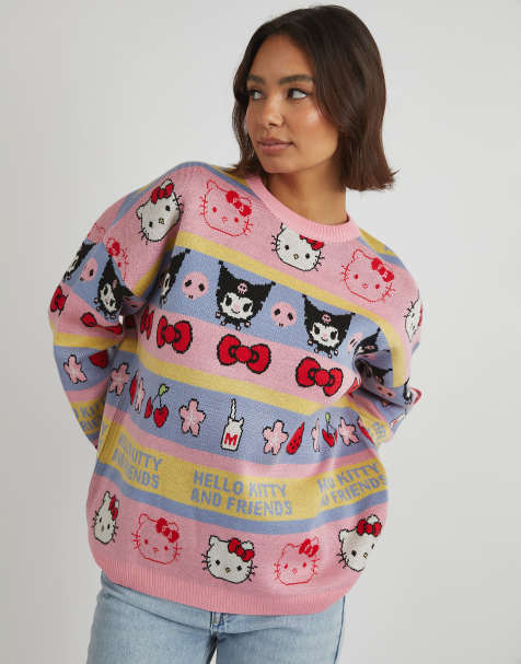 Skinnydip london hello kitty stripe knitted jumper in multi 