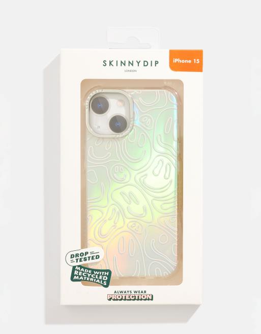 Skinnydip London Holo Warped Happy Face Shock iPhone Case ASOS