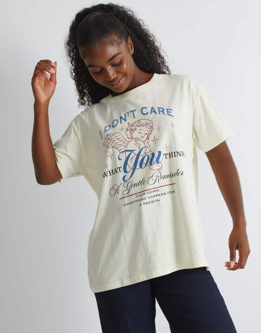Skinnydip london i dont care t-shirt in ecru - CREAM
