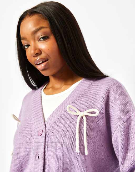 Skinnydip London In Your Bow Era Knit Cardigan in Lilac | ASOS