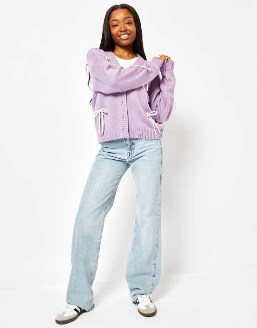 Skinnydip London In Your Bow Era Knit Cardigan in Lilac | ASOS