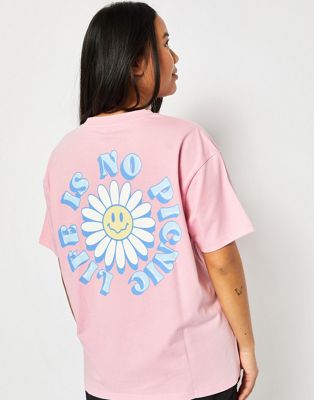 Skinnydip London Life Is No Picnic Oversized T-Shirt in Pink