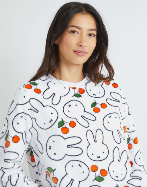Skinnydip london miffy cherry fleece pyjama set in white, 2 of 4